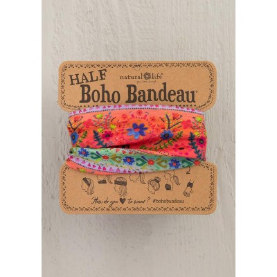 Boho Bandeau Half Coral Border Stripe