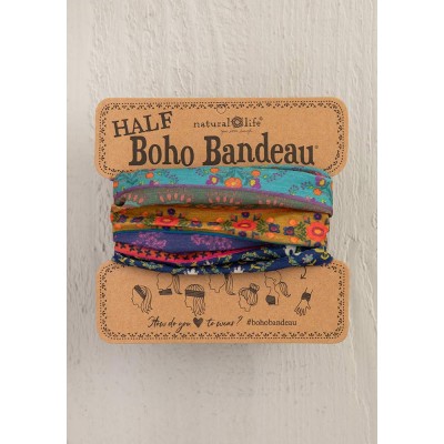 Boho Bandeau Half Navy Floral Border