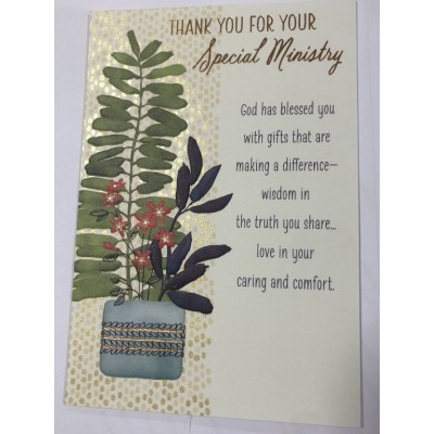 Card Thank you Ministry Appreciation