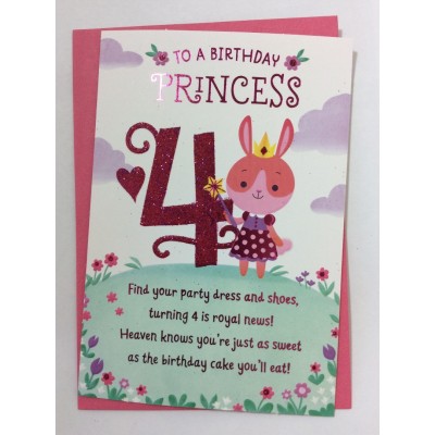Card Birthday Child 4th Girl