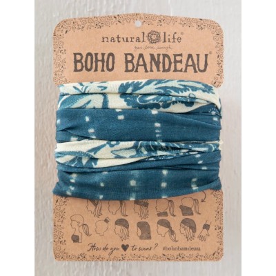Boho Bandeau Indigo Shibori Stripe