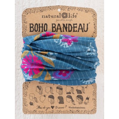 Boho Bandeau Blue Black Stamp Garden