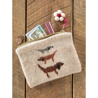 Intarsia Sweater Pouch Tan Dog