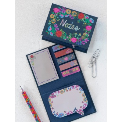 Sticky Note Book Dark Teal Floral
