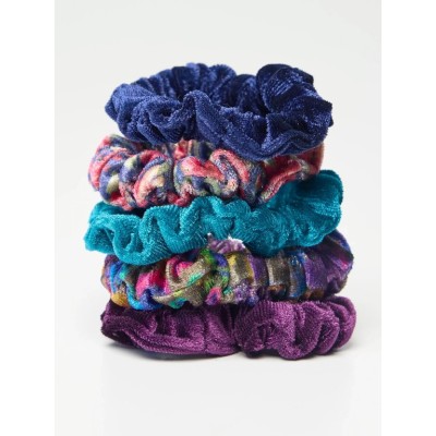 Mixed Print Scrunchie Set Blue