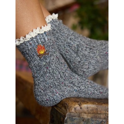Little Things Embr Sock Campfire