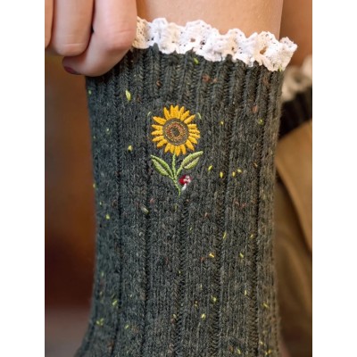 Little Things Embr Sock Sunflower
