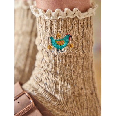 Little Things Embr Sock Chicken