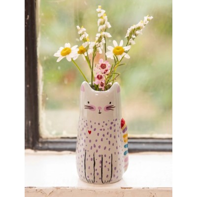 Cutest Little Bud Vase Grey Cat