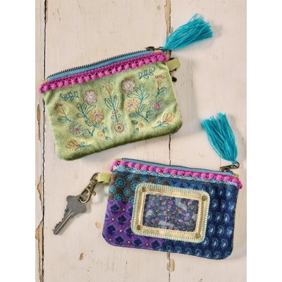 ID Pouch Olive Folk Flower