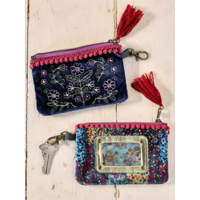 ID Pouch Black Folk Flower