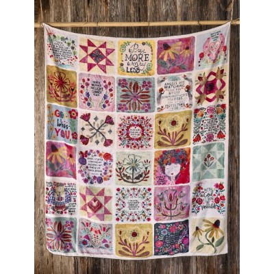 XL Cozy Blanket Cream Folk Quilt Patch