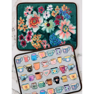 Reversible Drying Mat Green Floral
