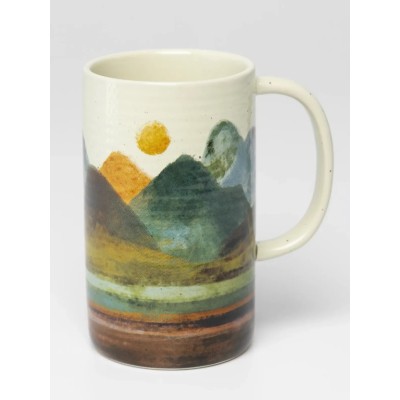 Latte Mug Dark Teal Mountain Range