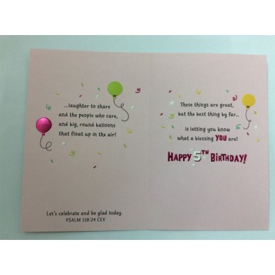 Card Birthday Child 5th Girl
