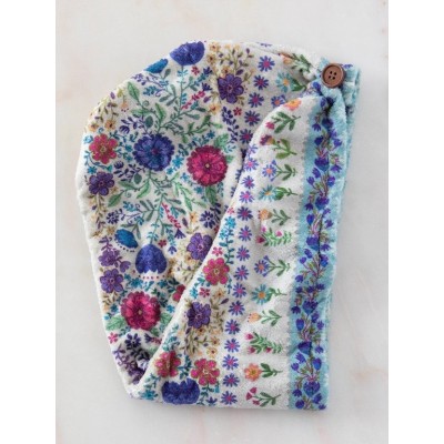 Hair Towel Wrap Dusty Blue Flower