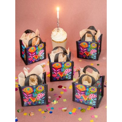 Happy Bag Extra Small Navy Folk Flower