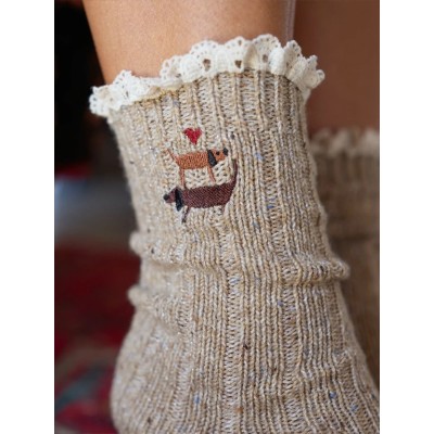 Little Things Emb Sock Dog