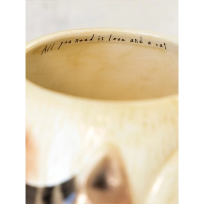 Folk Art Mug All U Need Is Love Cat