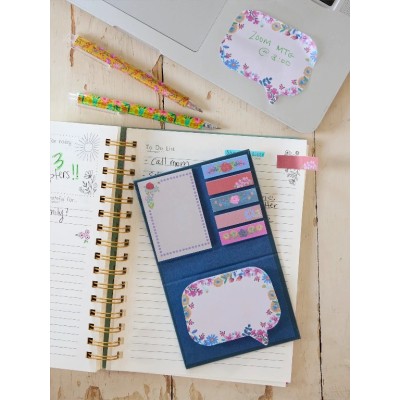 Sticky Note Book Dark Teal Floral