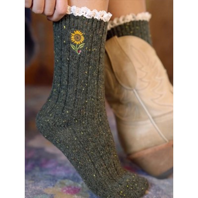 Little Things Embr Sock Sunflower