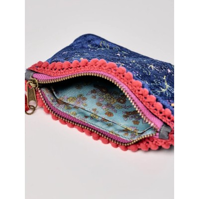 ID Pouch Black Folk Flower